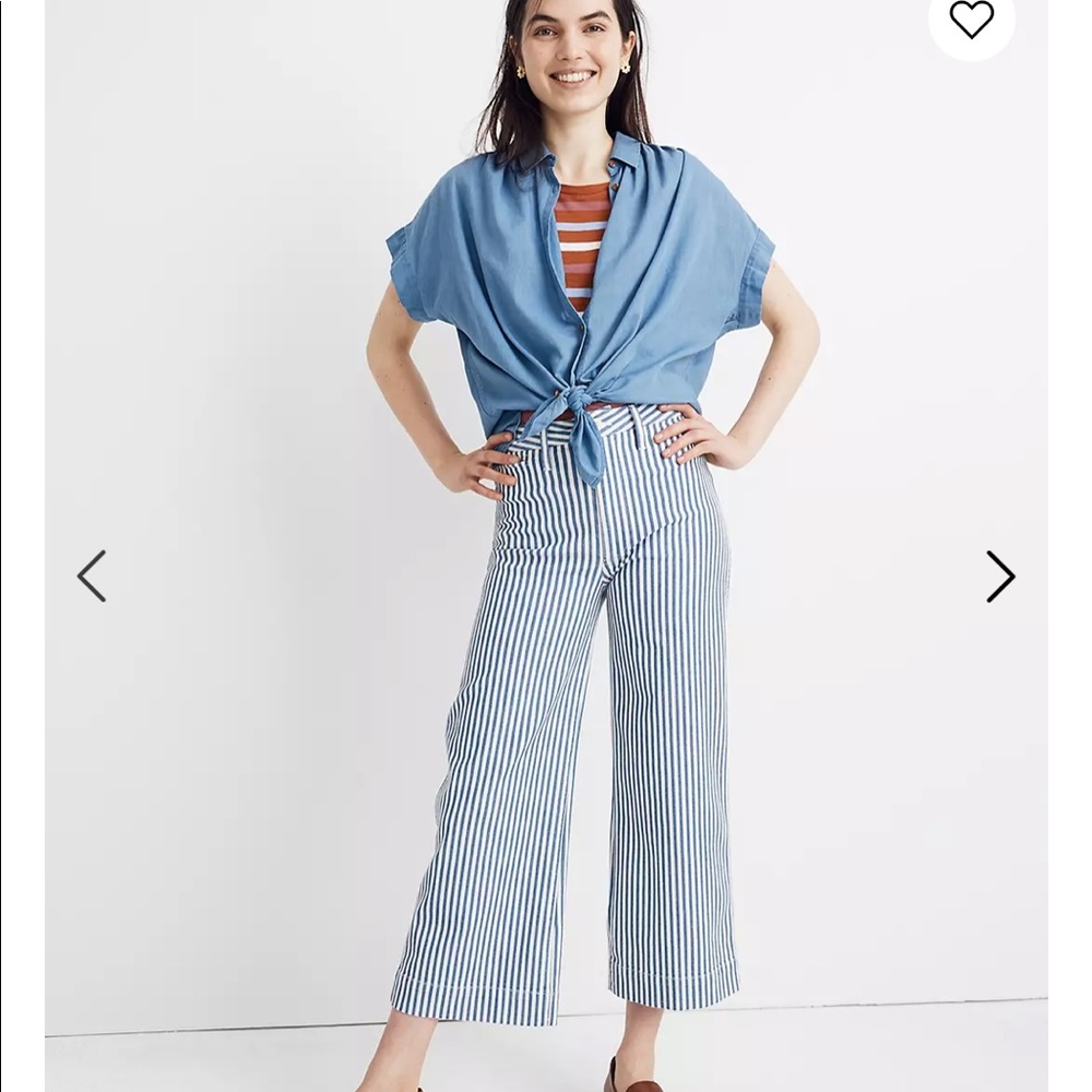 Madewell Emmett Wide-Leg Crop Pants Stripe 24